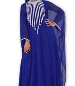Royal Blue Georgette Embroidered Stitched Islamic Kaftan