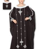 Black Georgette Embroidered Stitched Islamic Kaftan