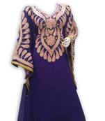 Purple Georgette Embroidered Stitched Islamic Kaftan