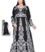 Black Georgette Embroidered Stitched Islamic Kaftan