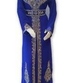 Royal Blue Georgette Embroidered Stitched Islamic Kaftan