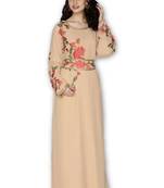 Beige Georgette Embroidered Stitched Islamic Kaftan
