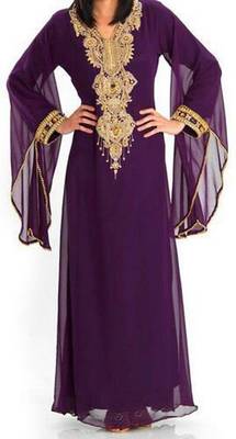 Purple Georgette Embroidered Stitched Islamic Kaftan 1