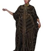 Black Georgette Embroidered Stitched Islamic Kaftan