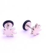316L surgical stainless steel mens boys ear stud pair earring american diamond maple bob marley