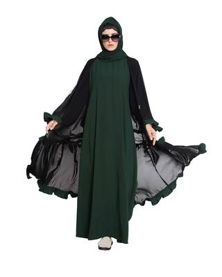 Dark Green Plain kashibo Islamic Abaya 2