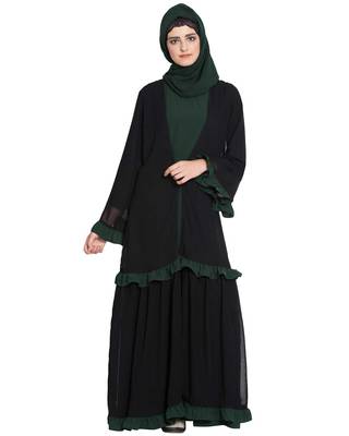 Dark Green Plain kashibo Islamic Abaya 3