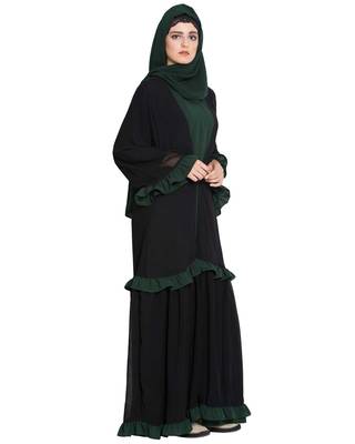 Dark Green Plain kashibo Islamic Abaya 4