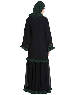 Dark Green Plain kashibo Islamic Abaya 5