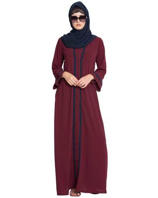 Maroon Plain kashibo Islamic Abaya 1