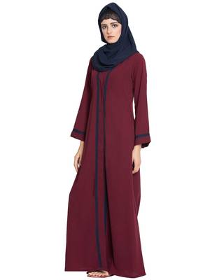 Maroon Plain kashibo Islamic Abaya 2