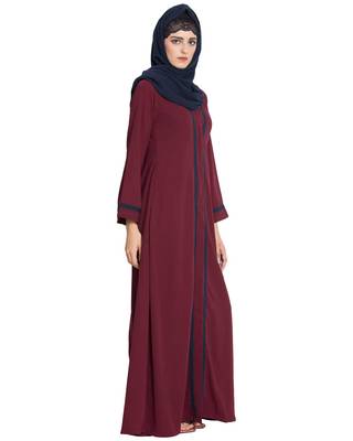 Maroon Plain kashibo Islamic Abaya 3