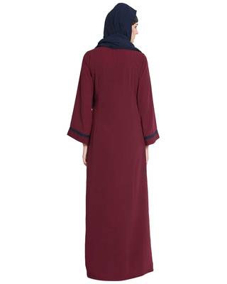 Maroon Plain kashibo Islamic Abaya 4