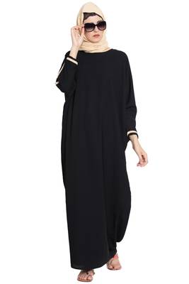 Black Plain Nida Islamic Abaya 1