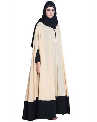 Beige Plain Nida Islamic Abaya 3