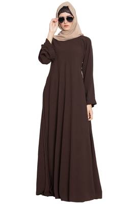 Coffee Brown Plain kashibo Islamic Abaya 1