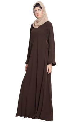 Coffee Brown Plain kashibo Islamic Abaya 2