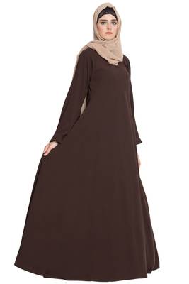Coffee Brown Plain kashibo Islamic Abaya 3