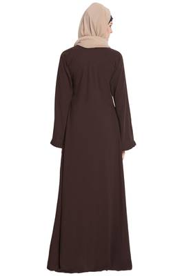 Coffee Brown Plain kashibo Islamic Abaya 4
