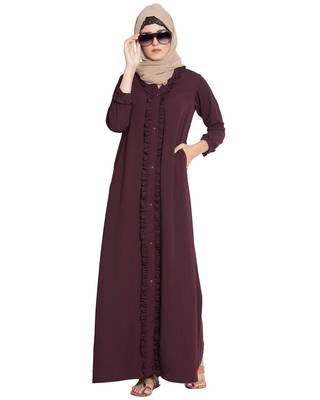 Maroon Plain kashibo Islamic Abaya 1