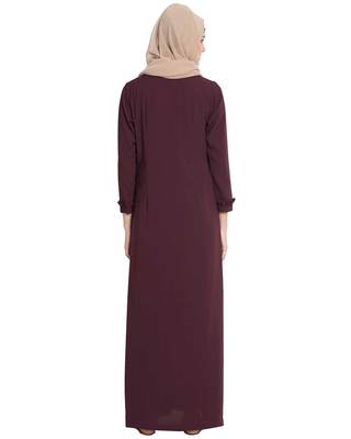 Maroon Plain kashibo Islamic Abaya 4