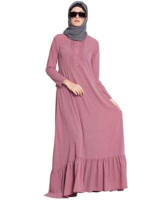 Pink Plain kashibo Islamic Abaya 1