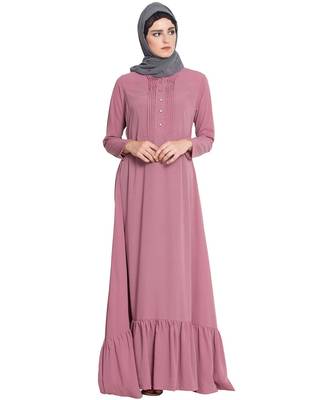 Pink Plain kashibo Islamic Abaya 2