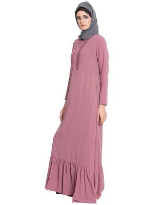 Pink Plain kashibo Islamic Abaya 3