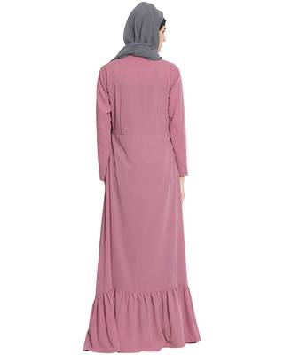 Pink Plain kashibo Islamic Abaya 4