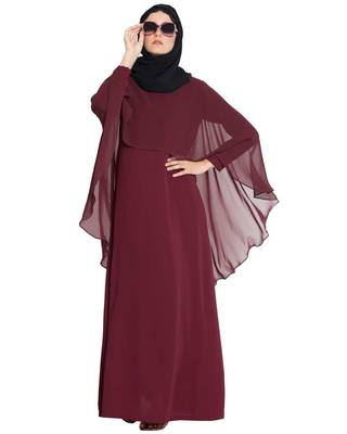 Maroon Plain kashibo Islamic Abaya 1