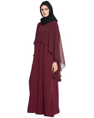 Maroon Plain kashibo Islamic Abaya 2