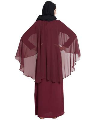 Maroon Plain kashibo Islamic Abaya 4