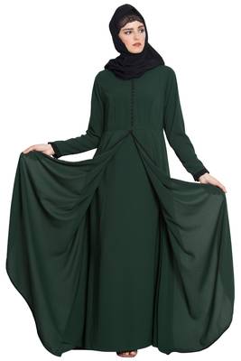 Dark Green Plain kashibo Islamic Abaya 2