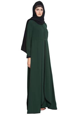 Dark Green Plain kashibo Islamic Abaya 3