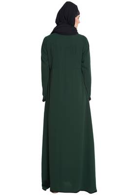 Dark Green Plain kashibo Islamic Abaya 4