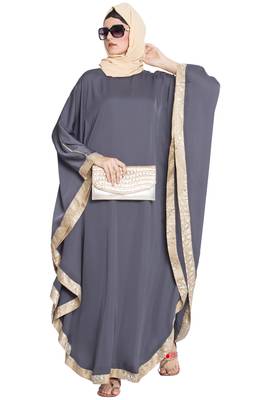 Dark Grey Plain Nida Islamic Abaya 1