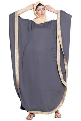Dark Grey Plain Nida Islamic Abaya 2