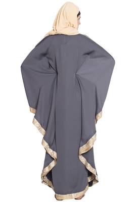 Dark Grey Plain Nida Islamic Abaya 4
