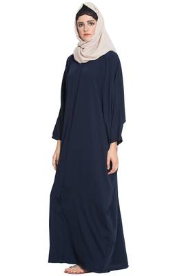 Navy Blue Plain kashibo Islamic Abaya 2
