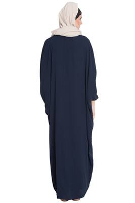 Navy Blue Plain kashibo Islamic Abaya 4