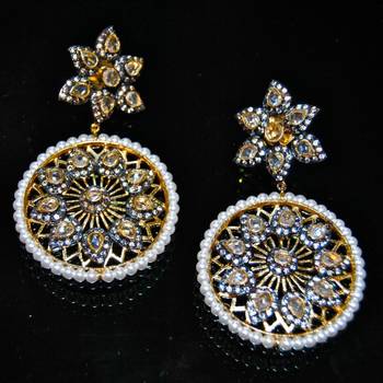 Pearl Uncut Diamond Earrings 1