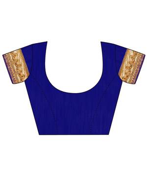 Blue embroidered georgette saree with blouse 3