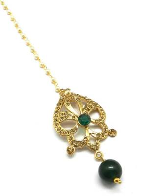 Green  Brass Maang Tikka 1