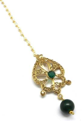 Green  Brass Maang Tikka 2