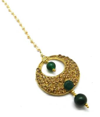 Green  Brass Maang Tikka 1