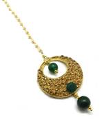 Green  Brass Maang Tikka