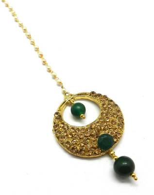 Green  Brass Maang Tikka 2