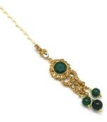 Green  Brass Maang Tikka