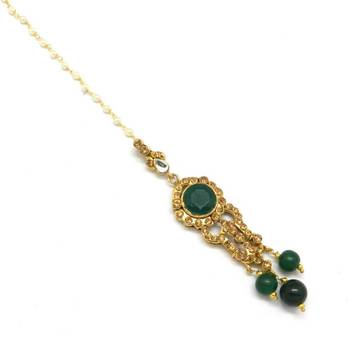Green  Brass Maang Tikka 2
