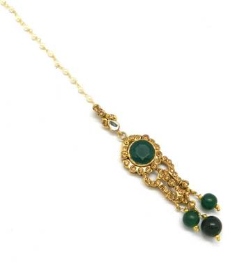 Green  Brass Maang Tikka 3